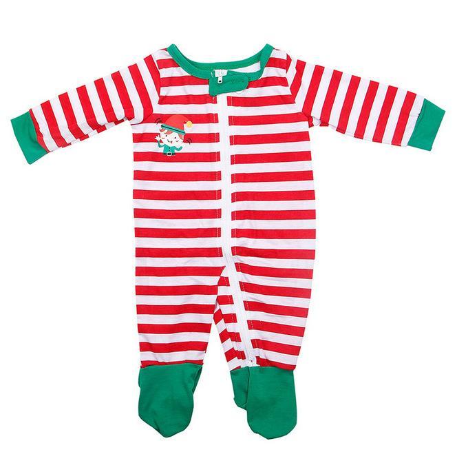 Chrëschtdag ELF Print gesträifte Famill passende Pyjamas Set