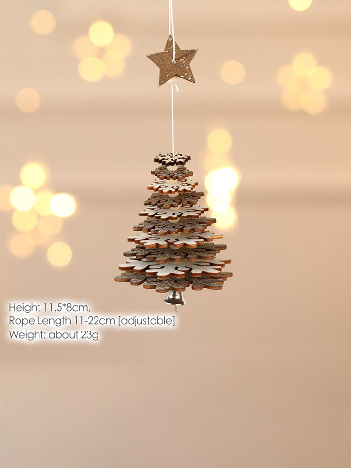 Copo de nieve estrella de cinco puntas navideño con colgante de campana