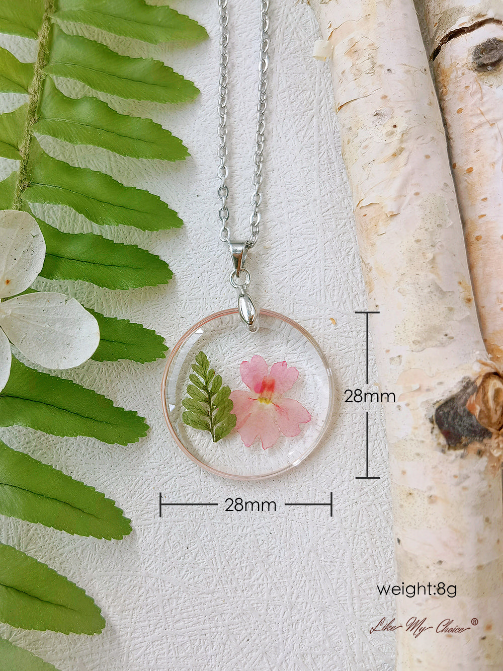 Naturlig Fern Mallow Resin pressad blomma botaniska hänge halsband