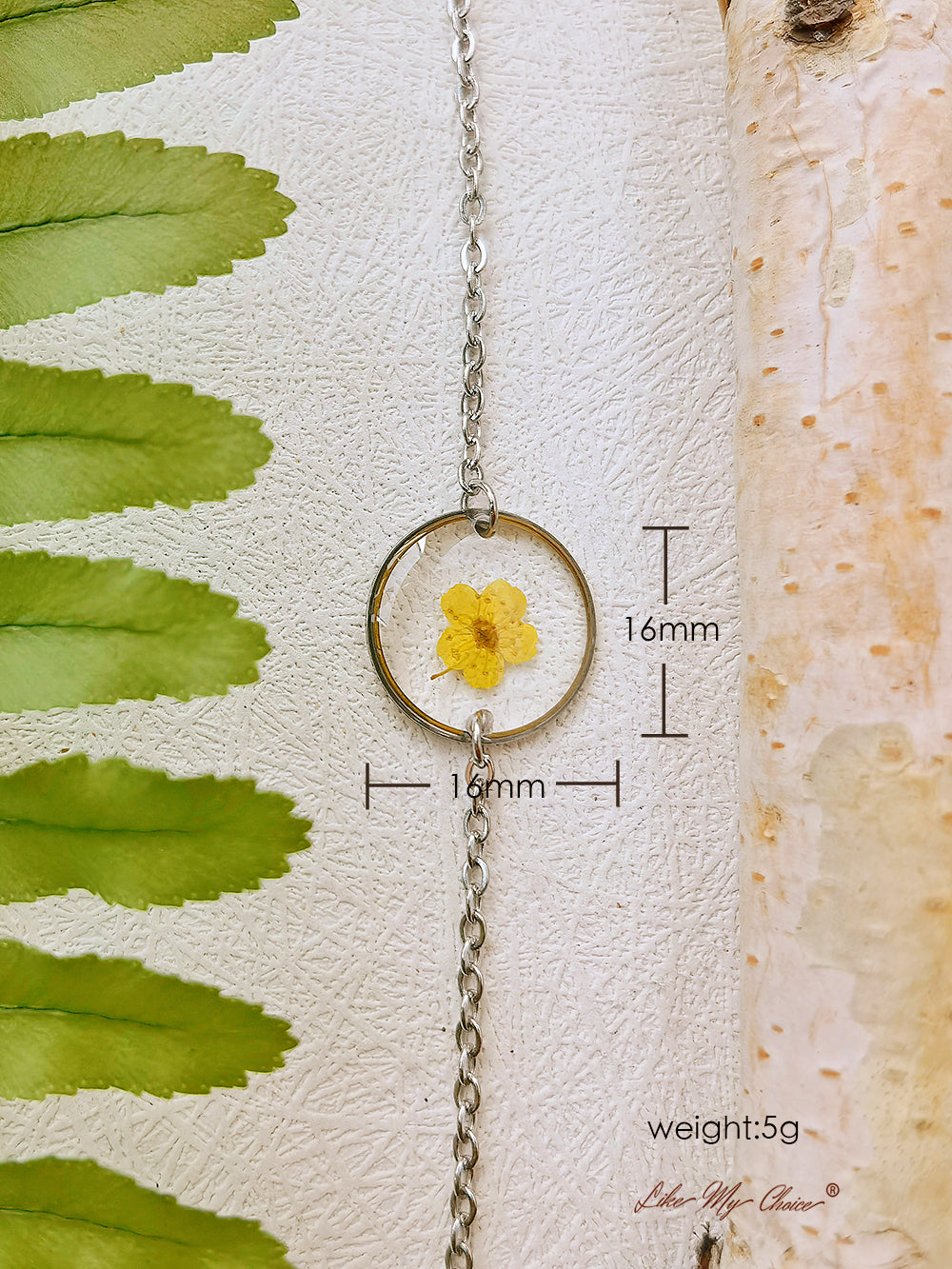 Cosmos Sulphureus Okrągła bransoletka z ręcznie prasowanego kwiatu z żywicy