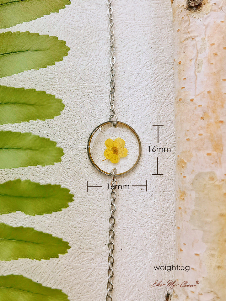 Στρογγυλό βραχιόλι Cosmos Sulphureus Χειροποίητο Πρεσαριστό Ρητίνη λουλουδιών
