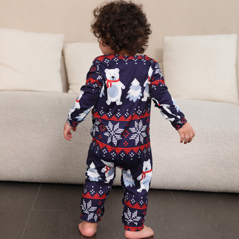 Joulun perheeseen sopiva pyjamasetti Navy Polar Bear -pyjamat