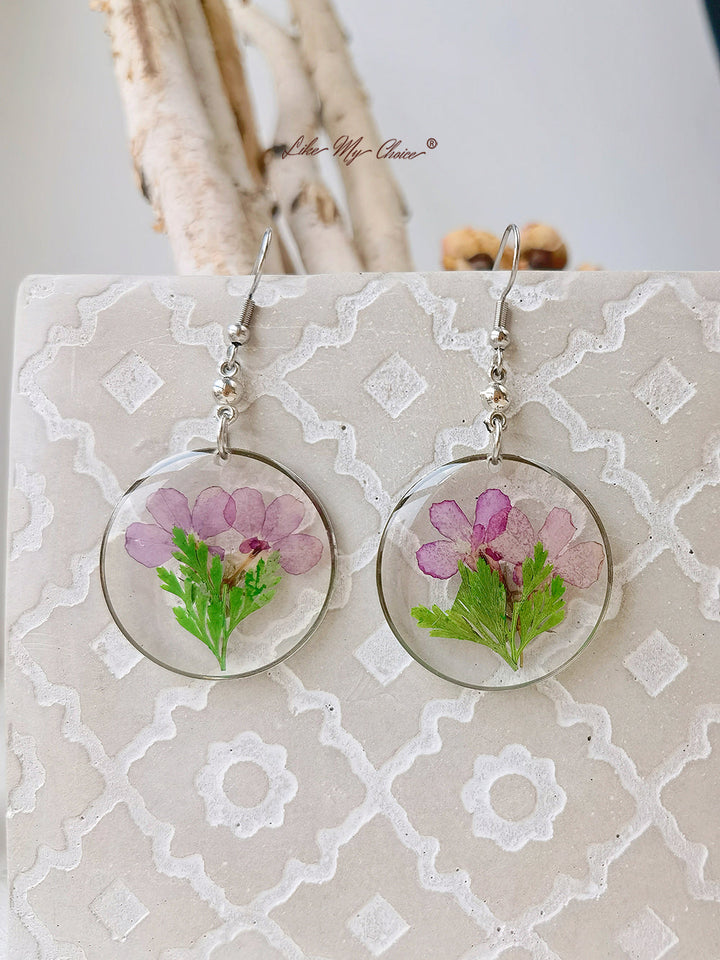 Handmade Resin Dried Flower Earrings