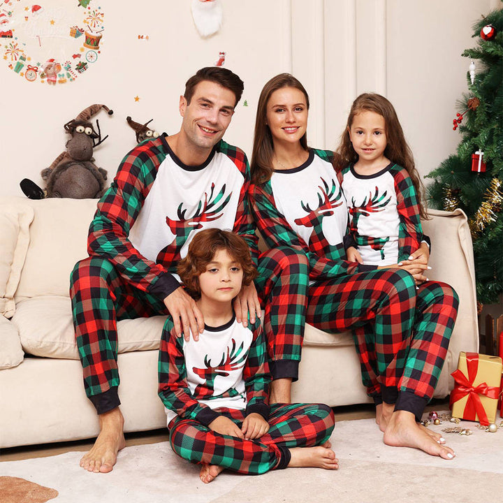 Christmas Family Matching Pajamas Set Green Grid Pajamas