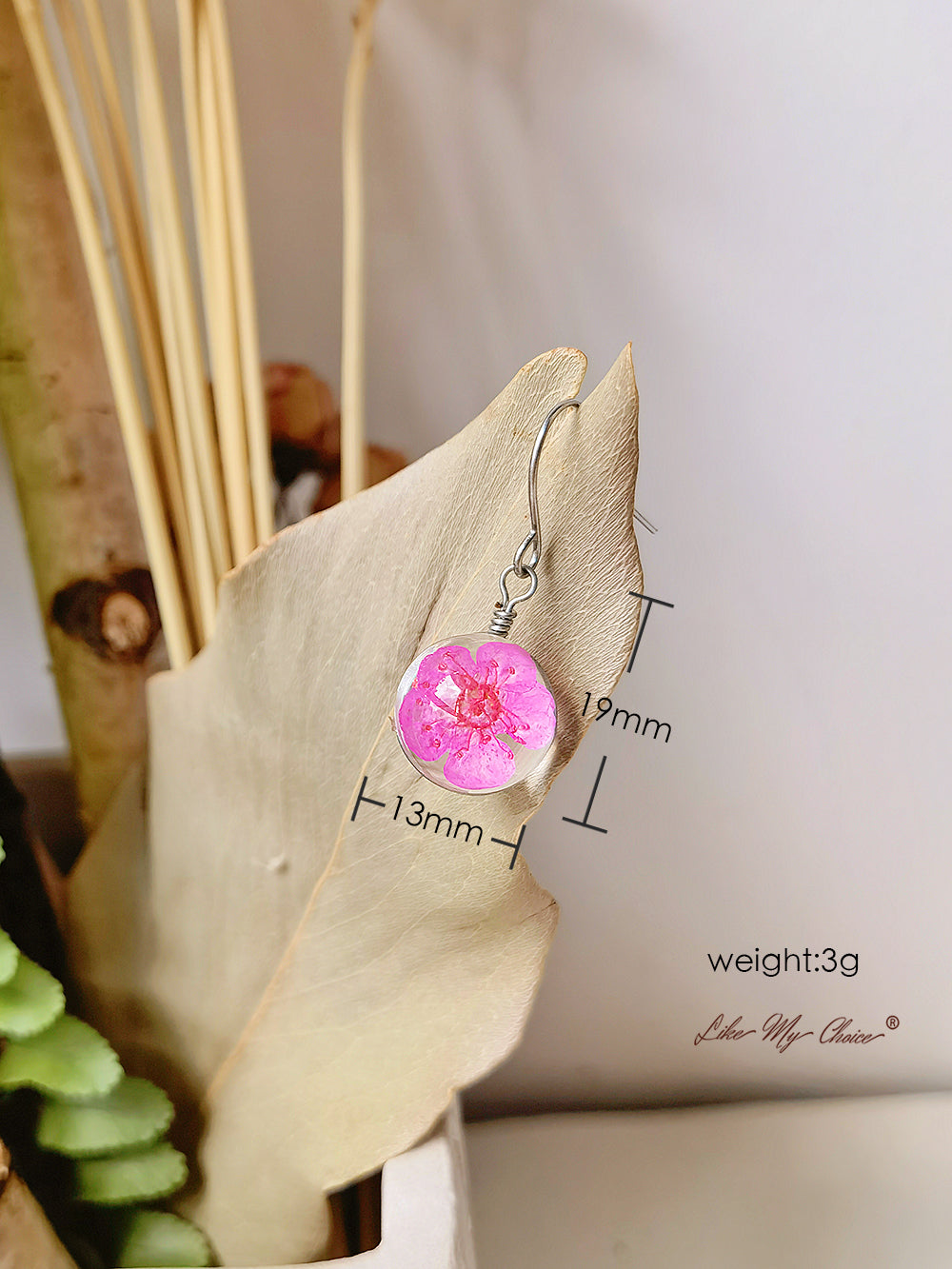 樱花耳环玻璃球花卉自然 Dangl