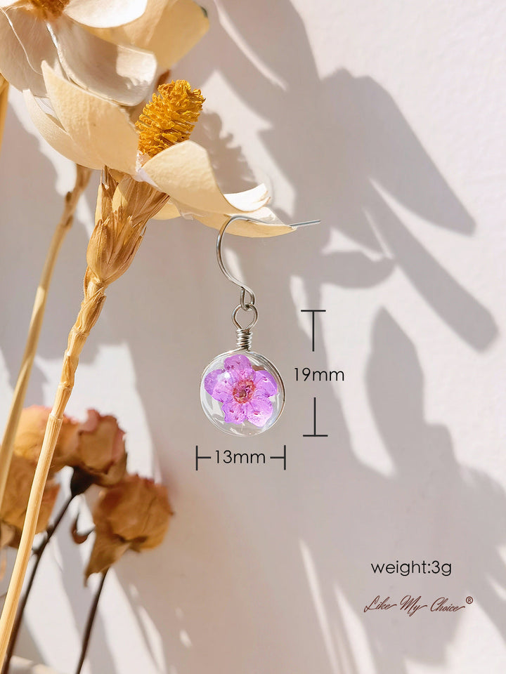 Cherry Blossom Earring Glass Ball Floral Nature Dangl