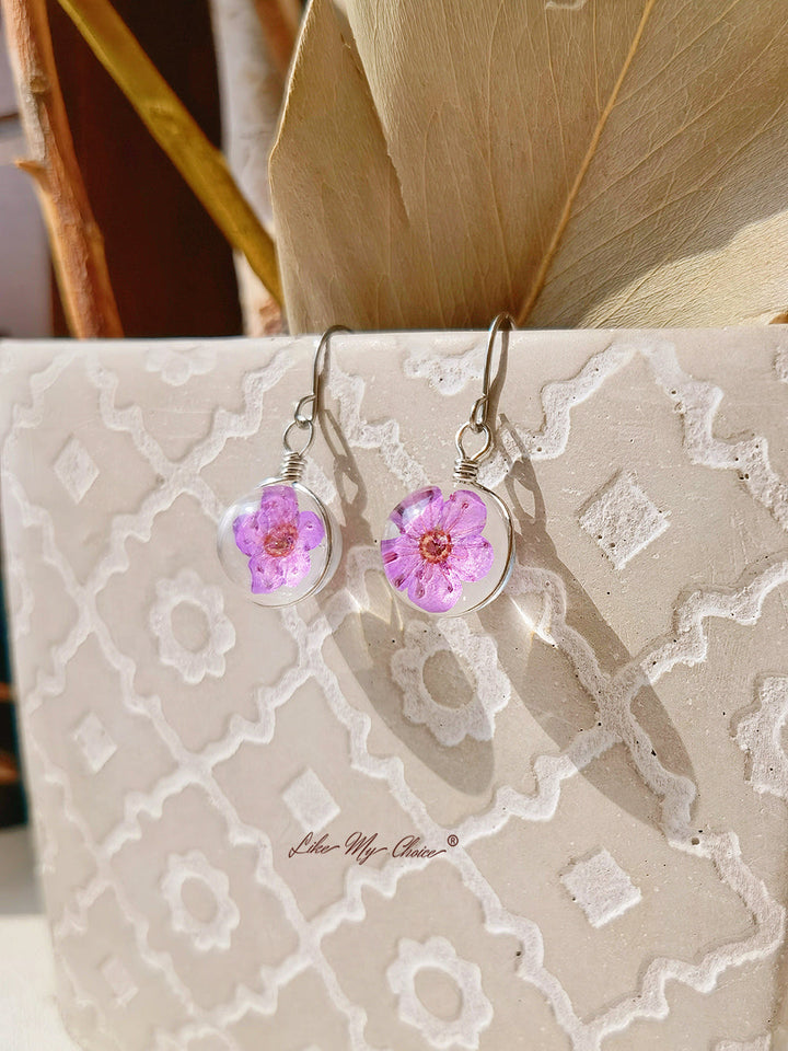 Cherry Blossom Earring Glass Ball Floral Nature Dangl