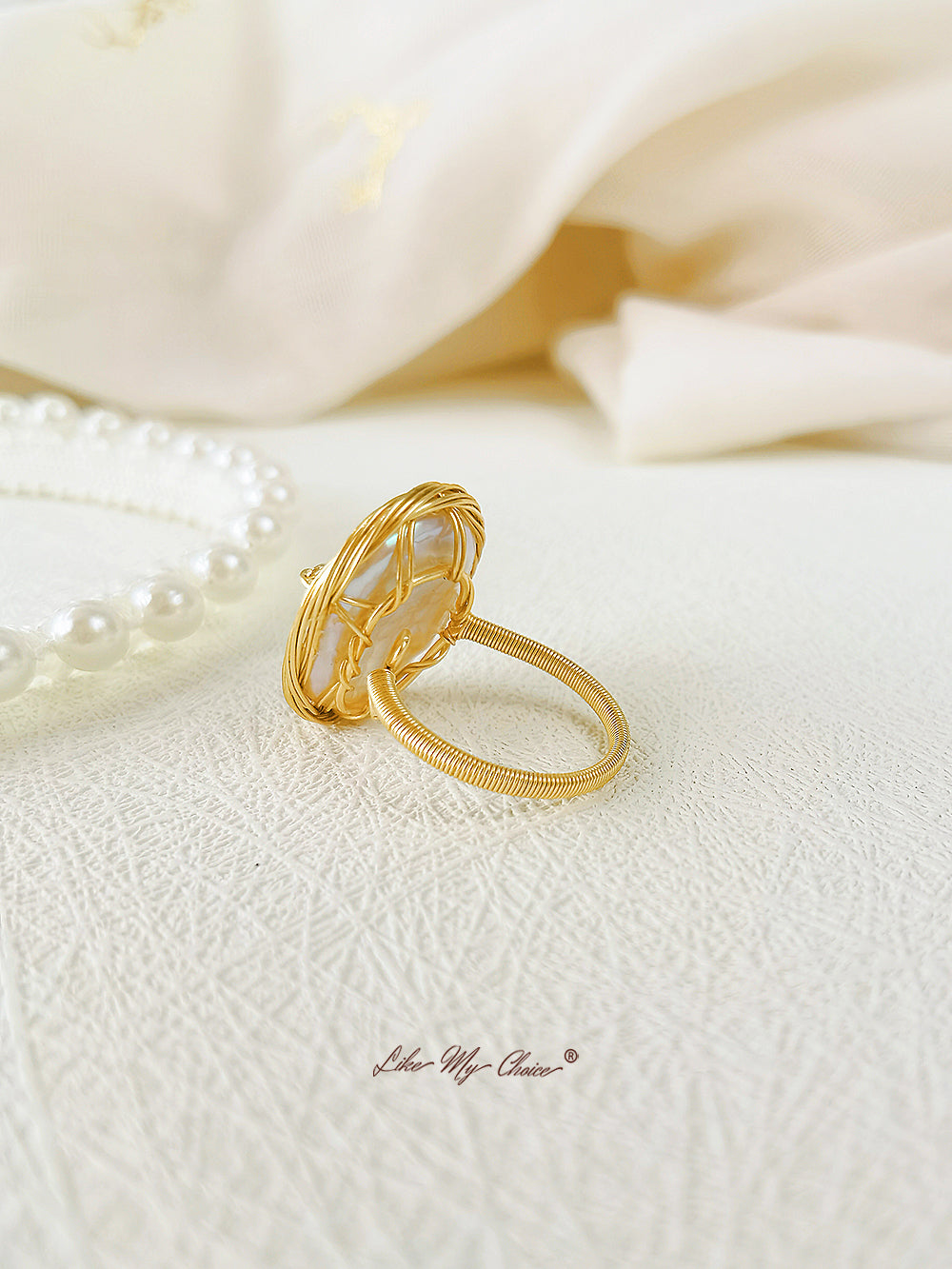 Gold-plated Baroque Pearl Ring