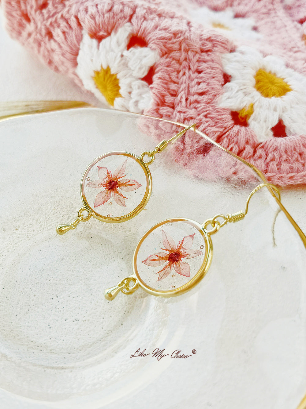 Pink Elegant Tassel Dried Flower Earrings