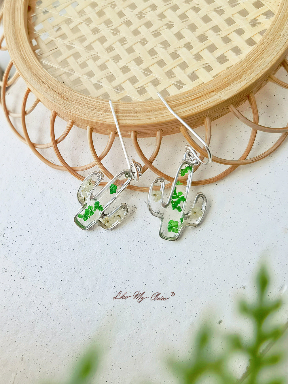 Lace Cactus Dried Flower Earrings