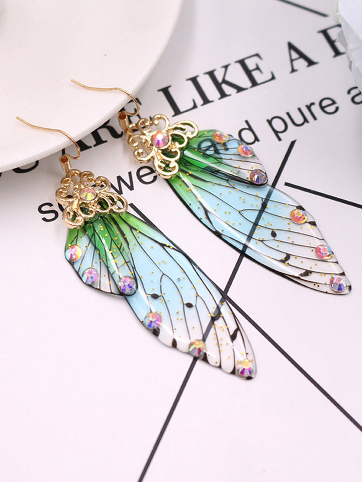 Butterfly Wing Green tekojalokivi Cicada Wing Crystal korvakorut