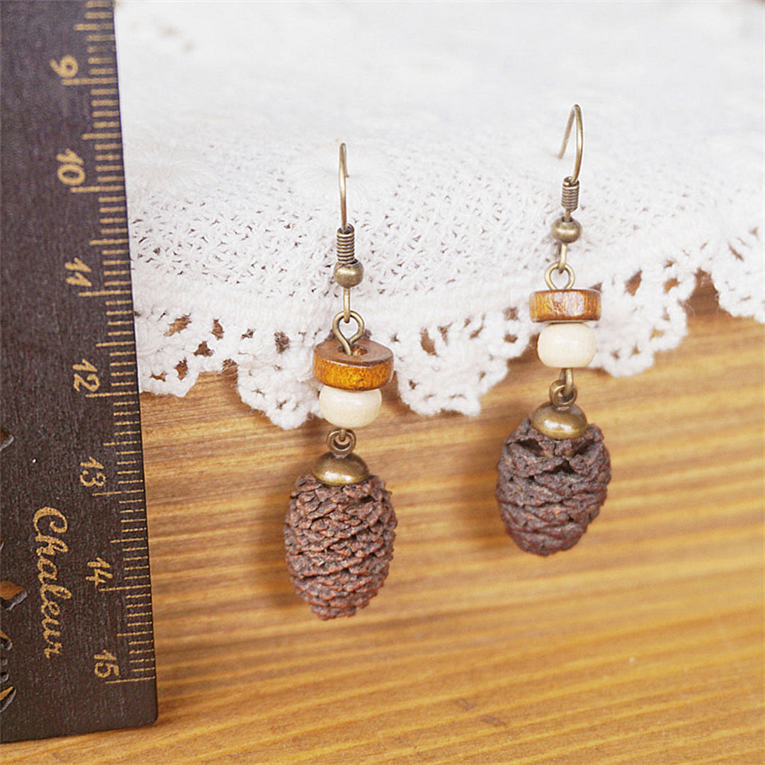 Håndlagde smykker Retro massivt tre øredobber med tørket frukt