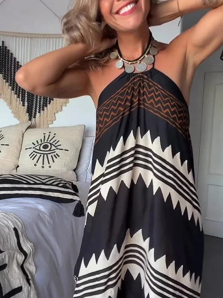 Swing Resort-jurk met halterhals en print