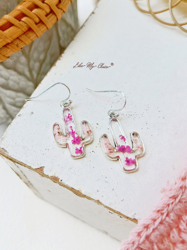 Lace Cactus Dried Flower Earrings