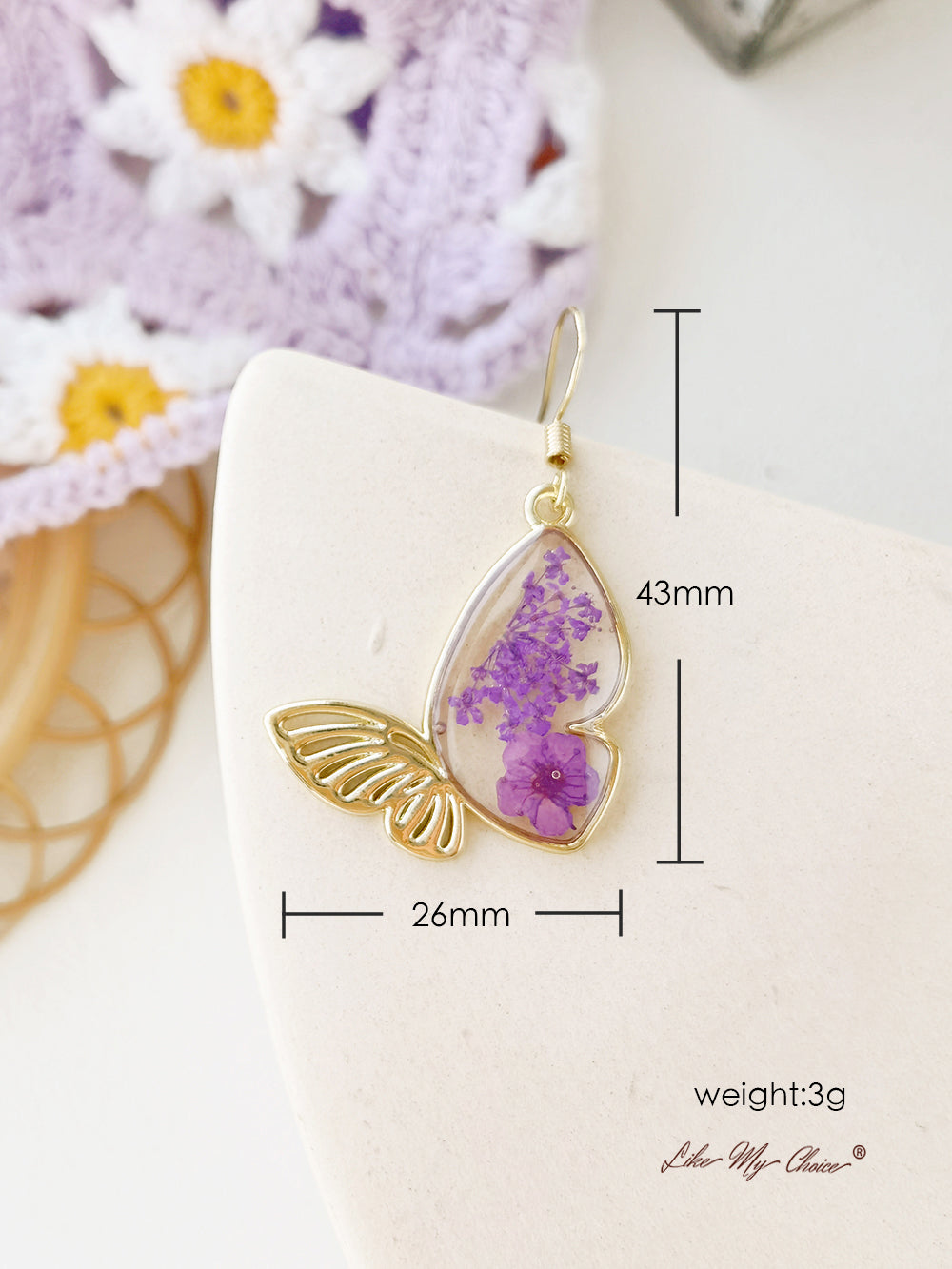 Queen Lace Butterfly Dried Flower Earrings