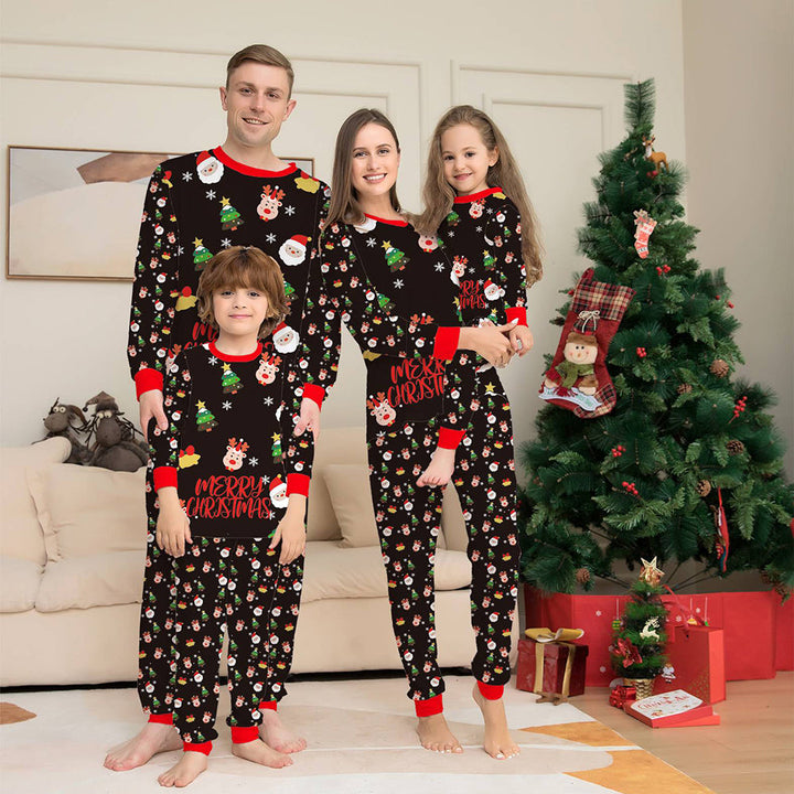 Świąteczny rodzinny komplet piżam. Czarna piżama Onesie z bałwankami