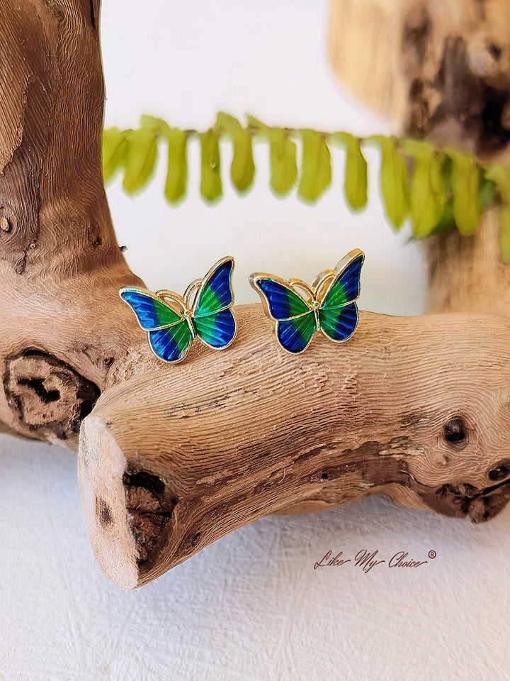 Super Fairy Green Butterfly Design Stud Earrings
