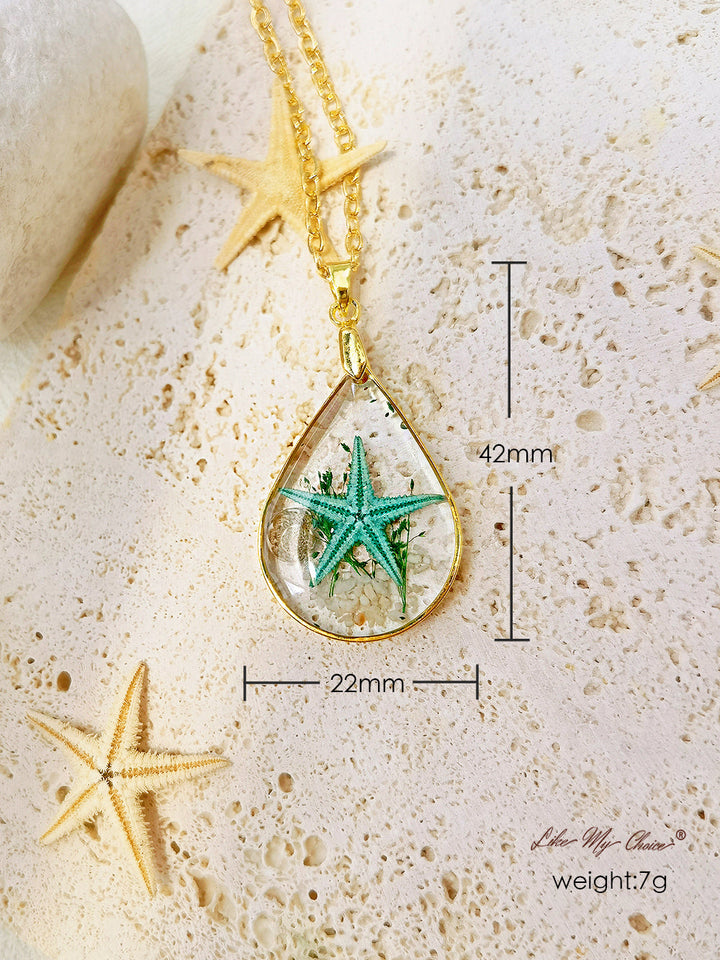 Přírodní hvězdice DIY pryskyřice epoxidový zlatý náhrdelník