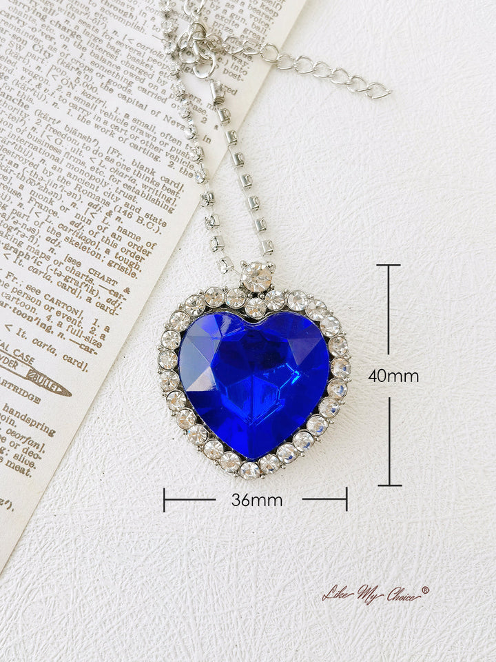 Blue/Red Heart Love Forever Pendant Necklace