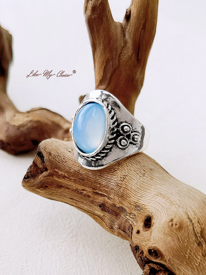 Blå edelsten Boho Ring