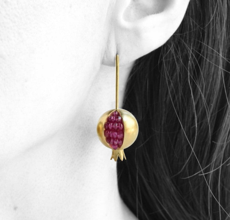 Pomegranate Design Turkish Hook Earrings
