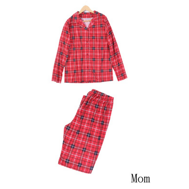 Traje navideño para padres e hijos con camisa estampada a cuadros rojos (con ropa para perros)