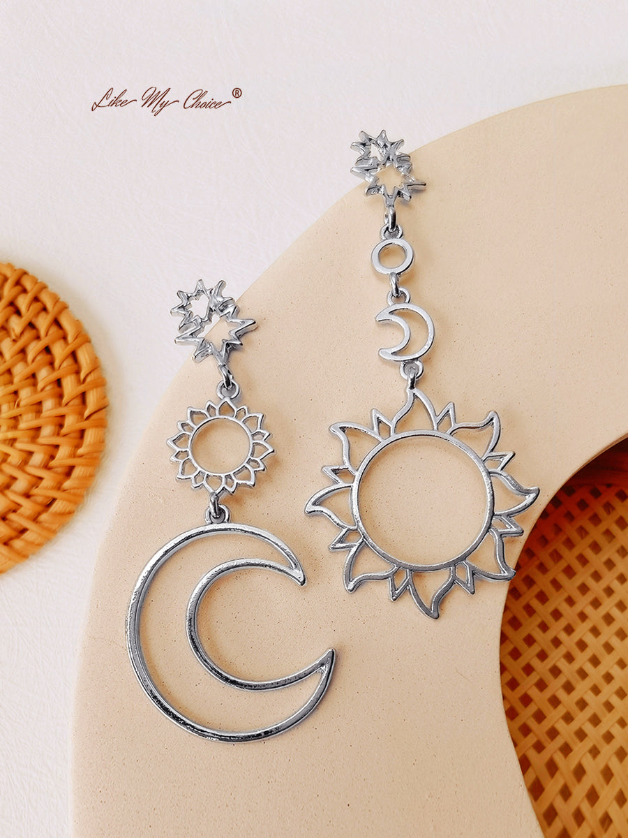 太阳和月亮女神耳环