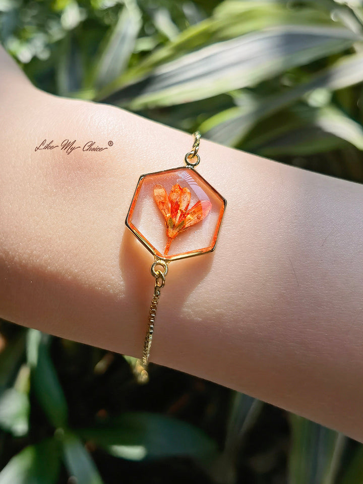 Narcissus Natural Dried Flowers Resin Bracelet