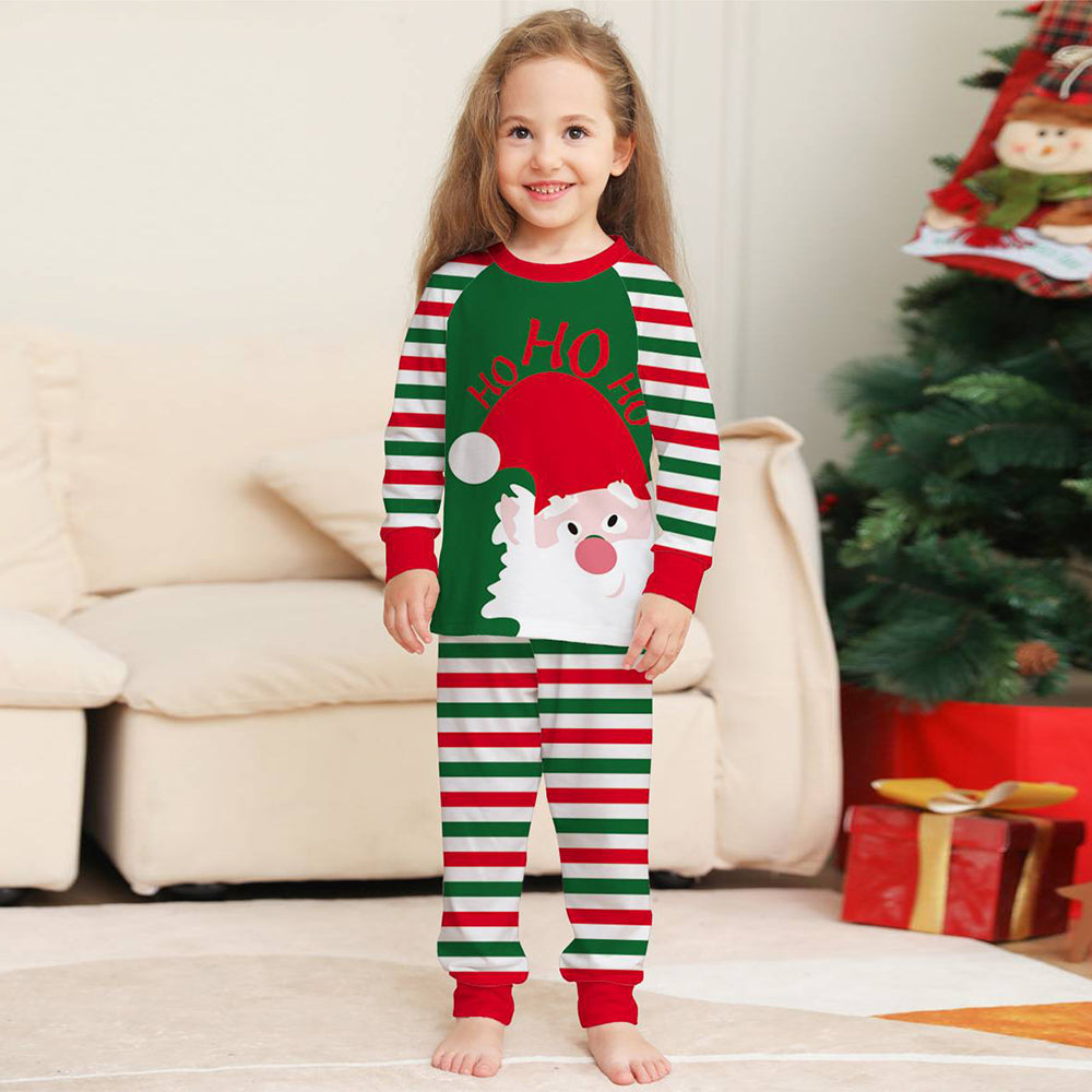 Set de pijamale de Crăciun pentru familie, cu dungi verzi și roșii