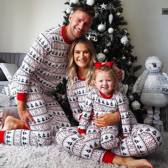 Jul rund krage trykt foreldre-barn dress