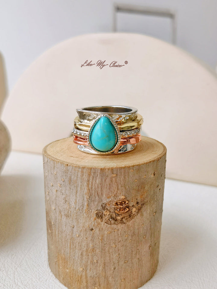 Tranquil Oasis-The Serenity Turquoise Large Circle Ring