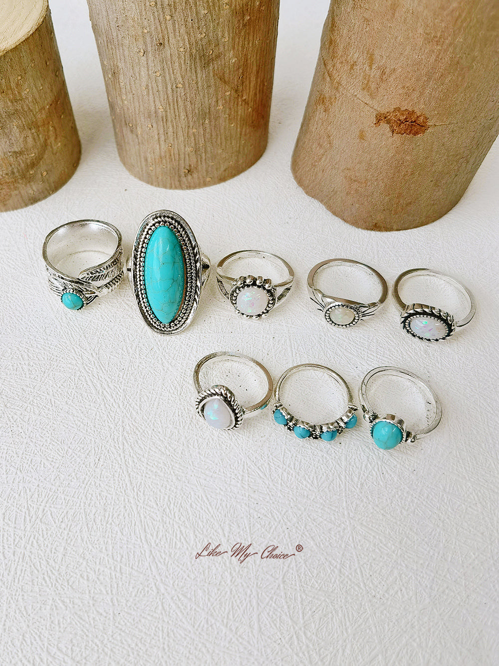 Bohemian Turquoise Feather Ring Set A Unique Look