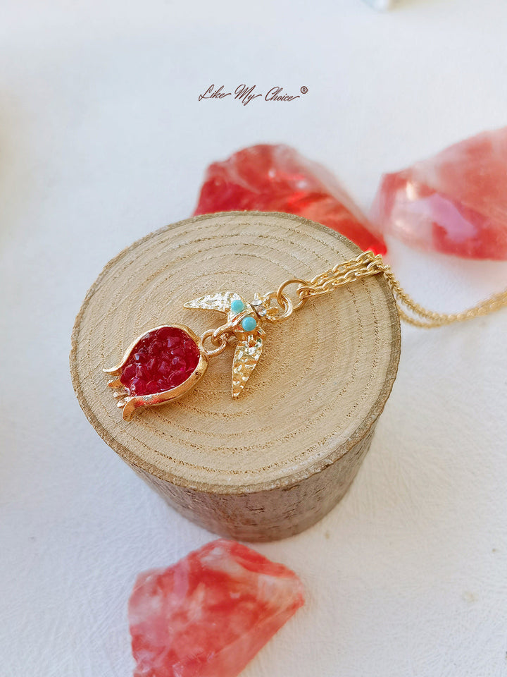 Granatäpple design turkiskt guld halsband