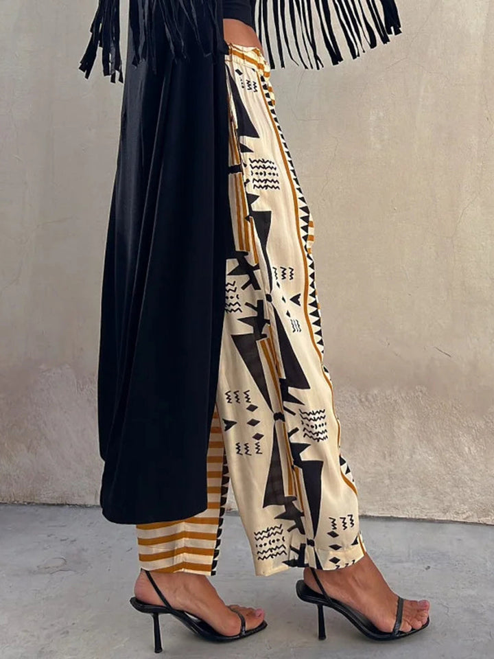 Boho Printed Harem Pants Mid-Rise vapaa-ajan housut