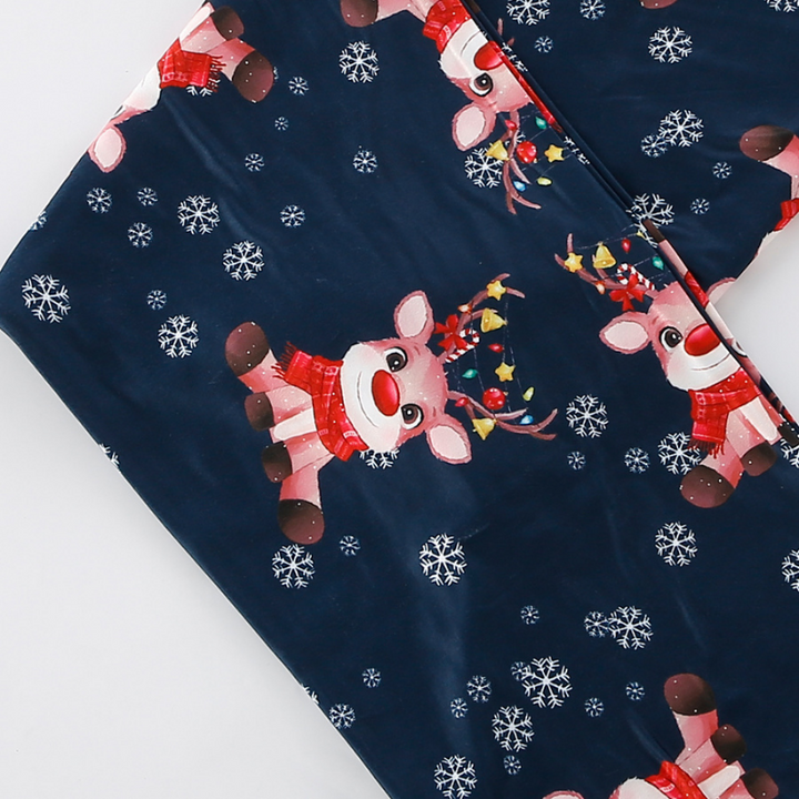 Christmas Print Hooded One-Piece Pajamas Set