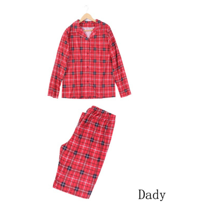 Traje navideño para padres e hijos con camisa estampada a cuadros rojos (con ropa para perros)