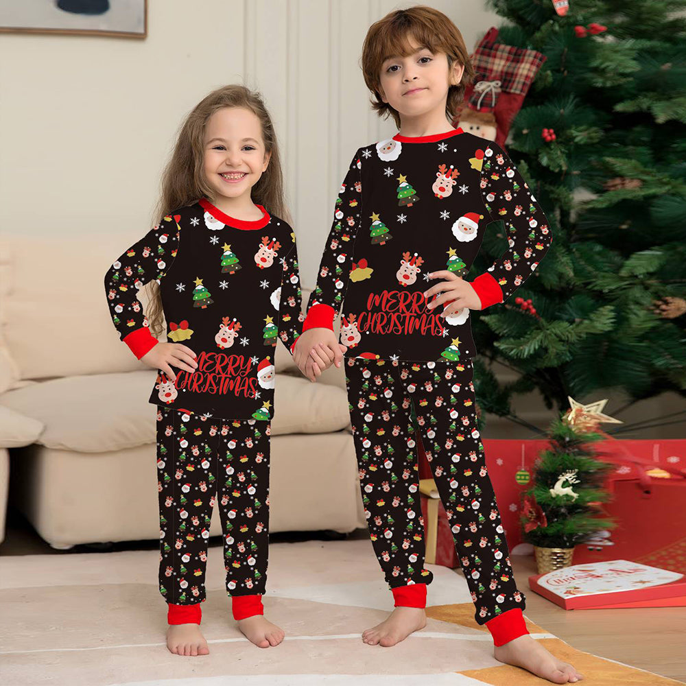 Świąteczny rodzinny komplet piżam. Czarna piżama Onesie z bałwankami