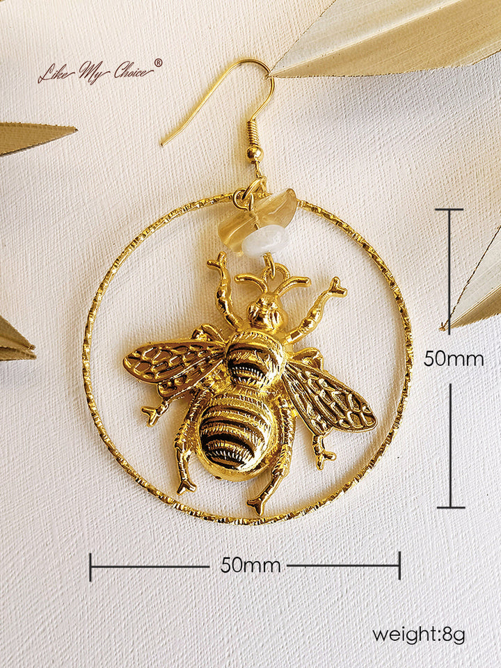 Golden Bee Natural Crystal -korvakorut