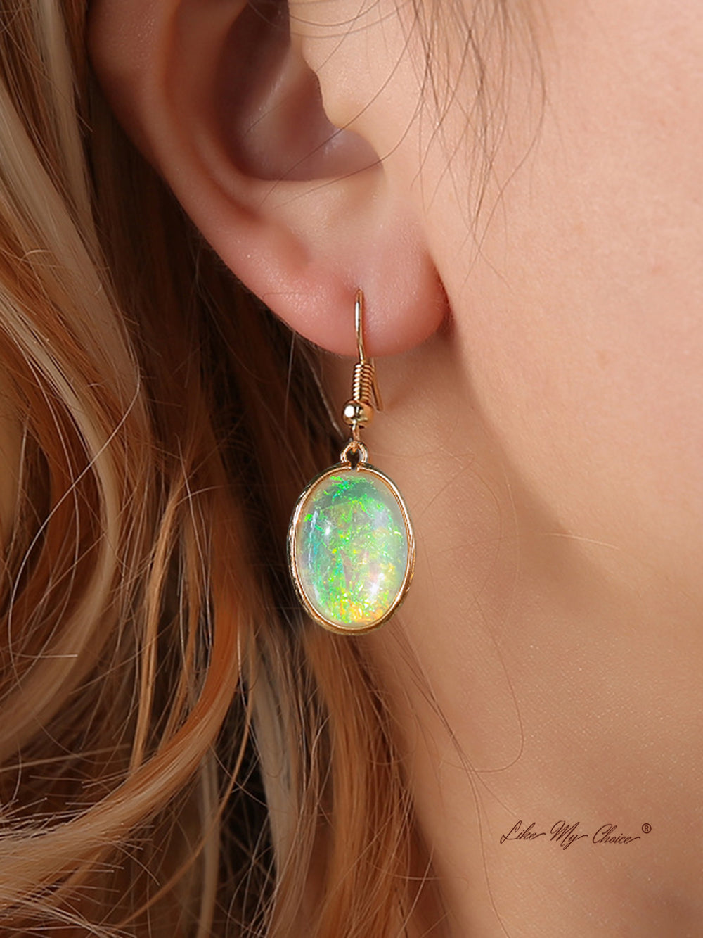 The Normandy Surrounding Plated Earrings Natural Fire Opal