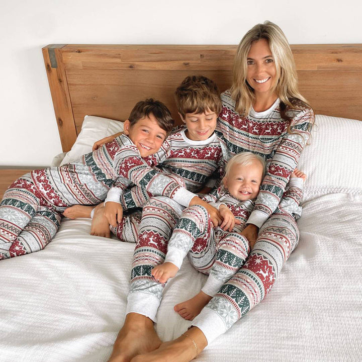 Conjunto de pijamas combinando para família Feliz Natal Pijama de Natal cinza