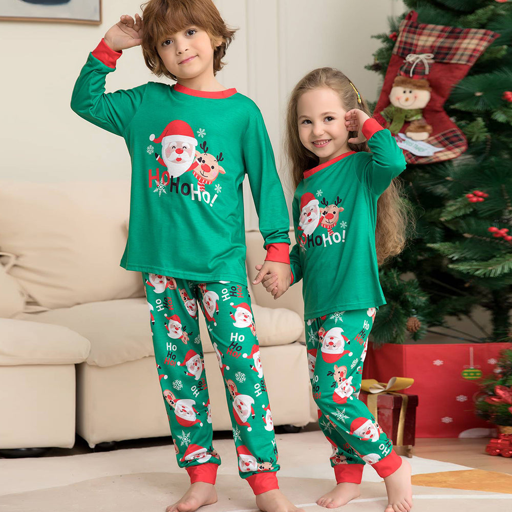 Χριστουγεννιάτικες οικογενειακές ασορτί πιτζάμες πράσινες πιτζάμες Άγιου Βασίλη