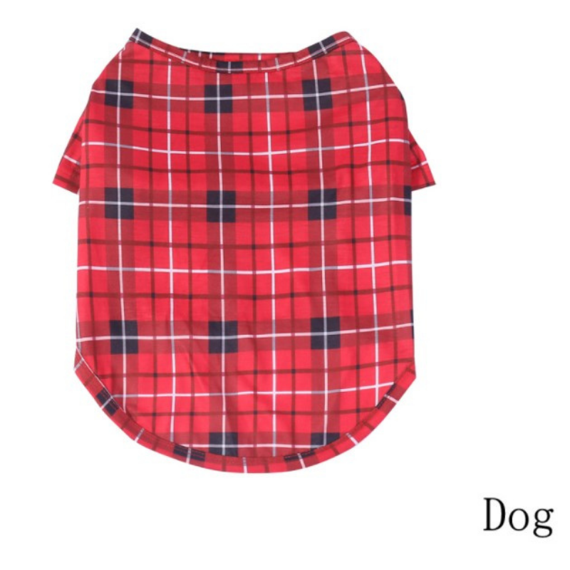 Świąteczna czerwona koszula w kratkę z nadrukiem Kombinezon dla rodziców i dzieci (z ubrankami dla psów)