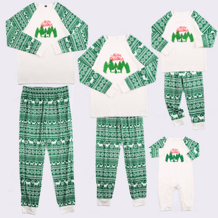 Kerstprint Ouder-kind pyjama met ronde hals