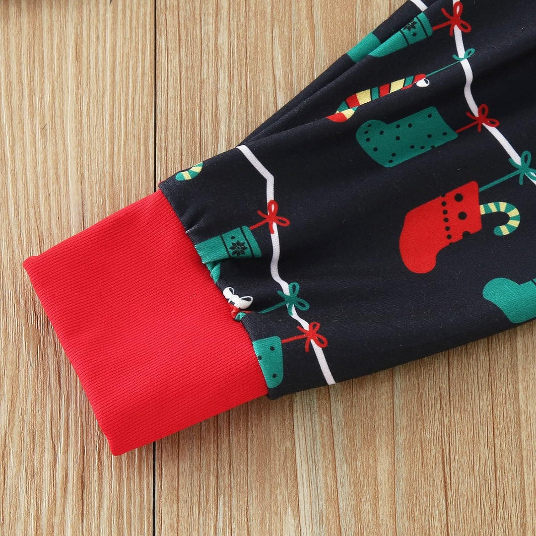 Zwarte kerstlamp Fmalily bijpassende pyjamasets (met hondenkleding voor huisdieren)