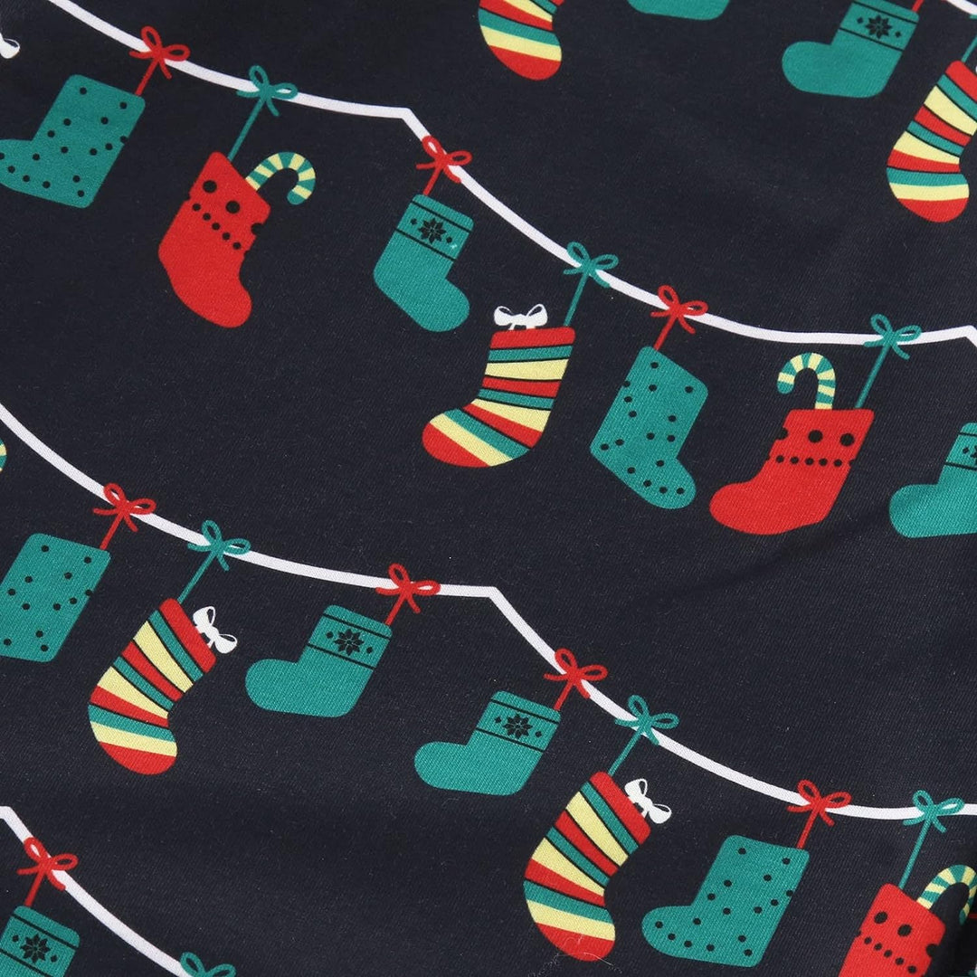 Zwarte kerstlamp Fmalily bijpassende pyjamasets (met hondenkleding voor huisdieren)