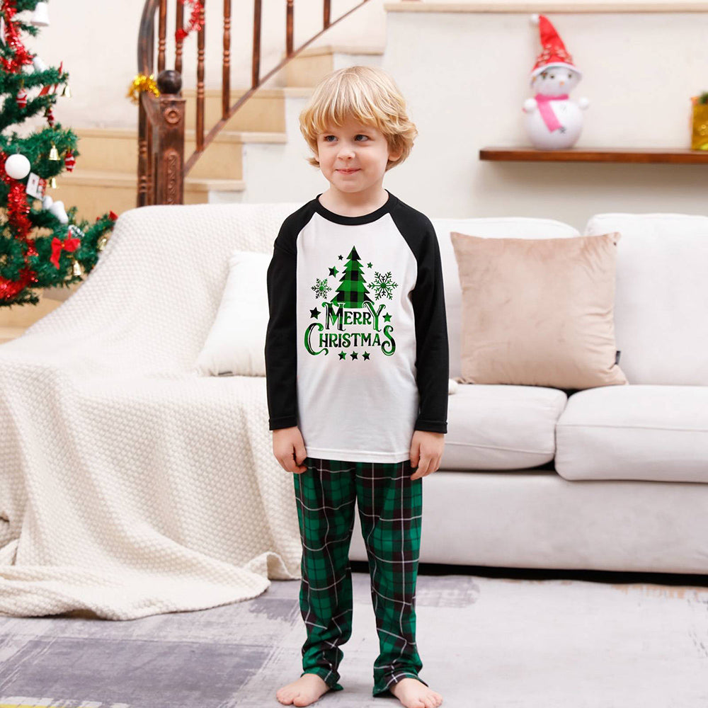 Hyvää joulua Vihreä ruudullinen ja musta pyjamasetti
