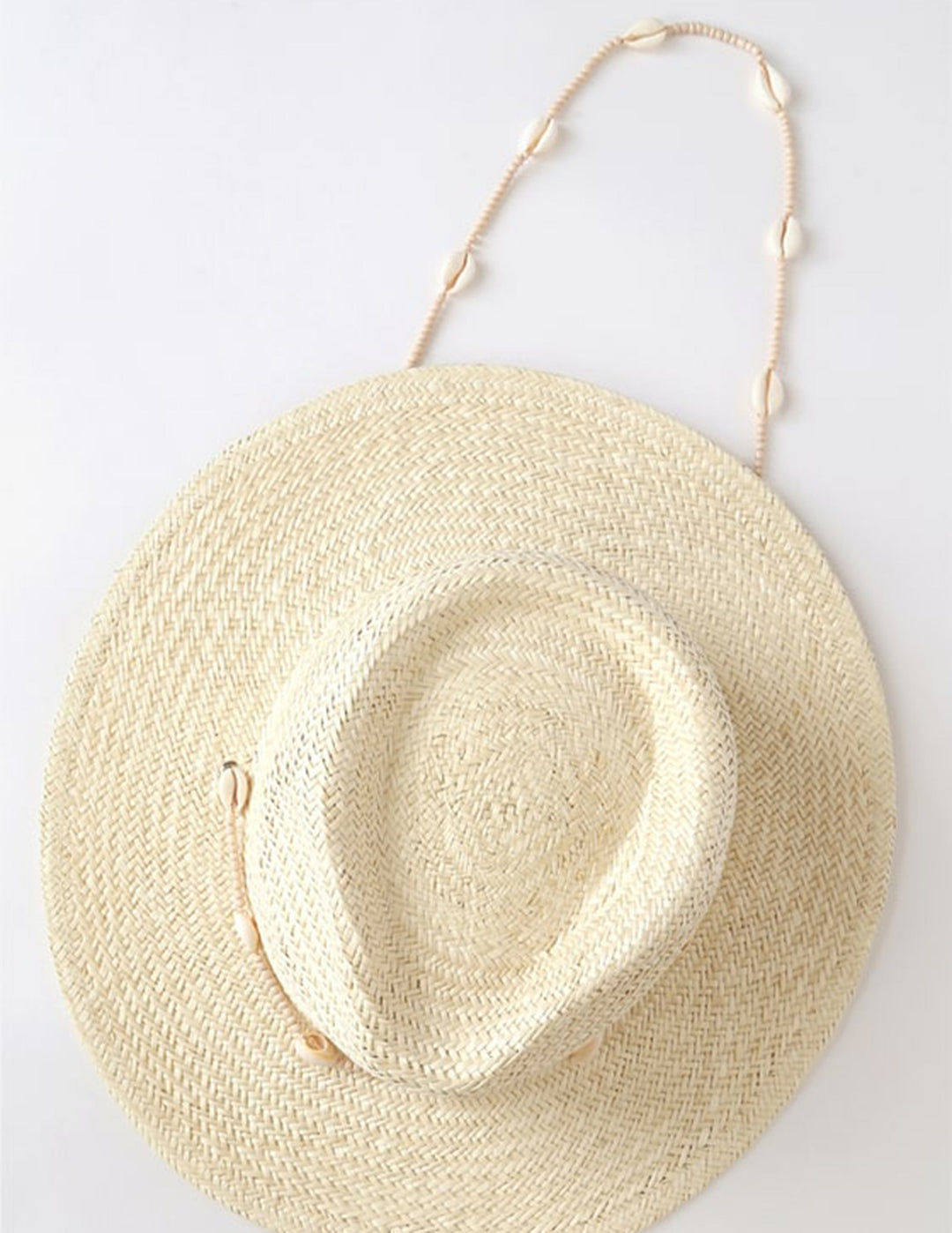 Sombrero Fedora de Paja Natural Conchas Marinas