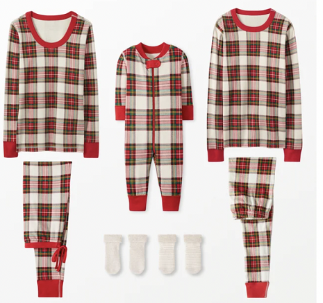 Gemëscht Faarf Plaid Matching Fmalily Pyjamas Set (mat Hausdéieren Kleeder)
