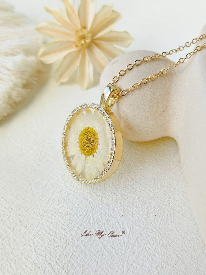 Měsíc narození Květina Pryskyřice Kulatý křišťálový náhrdelník s přívěskem