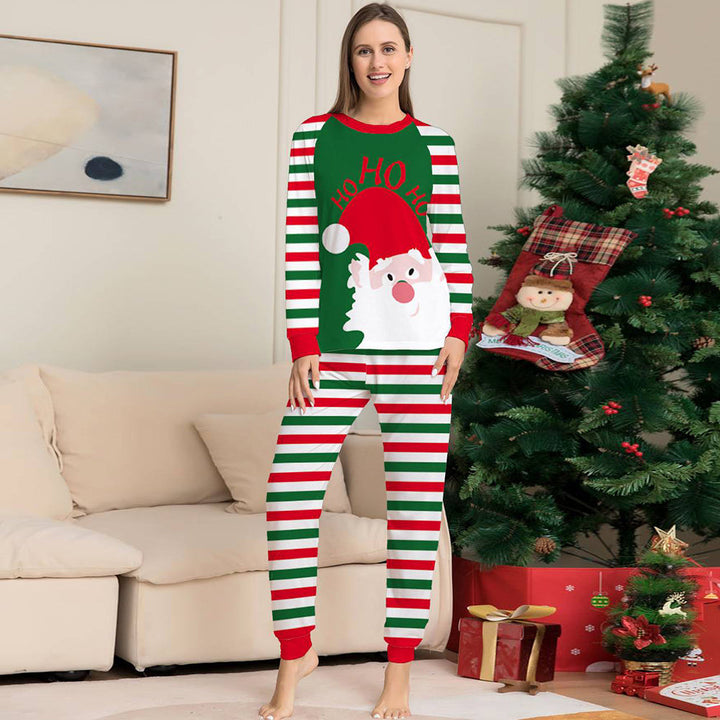 Set pigiama natalizio coordinato per la famiglia Pigiama a righe verdi e rosse